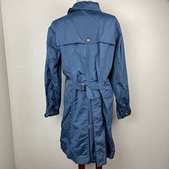 Eddie Bauer Navy Blue Trench Coat Size L EUC - Picture 5 of 9